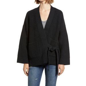 NEW Madewell Madison Rib Side Tie Black Cardigan